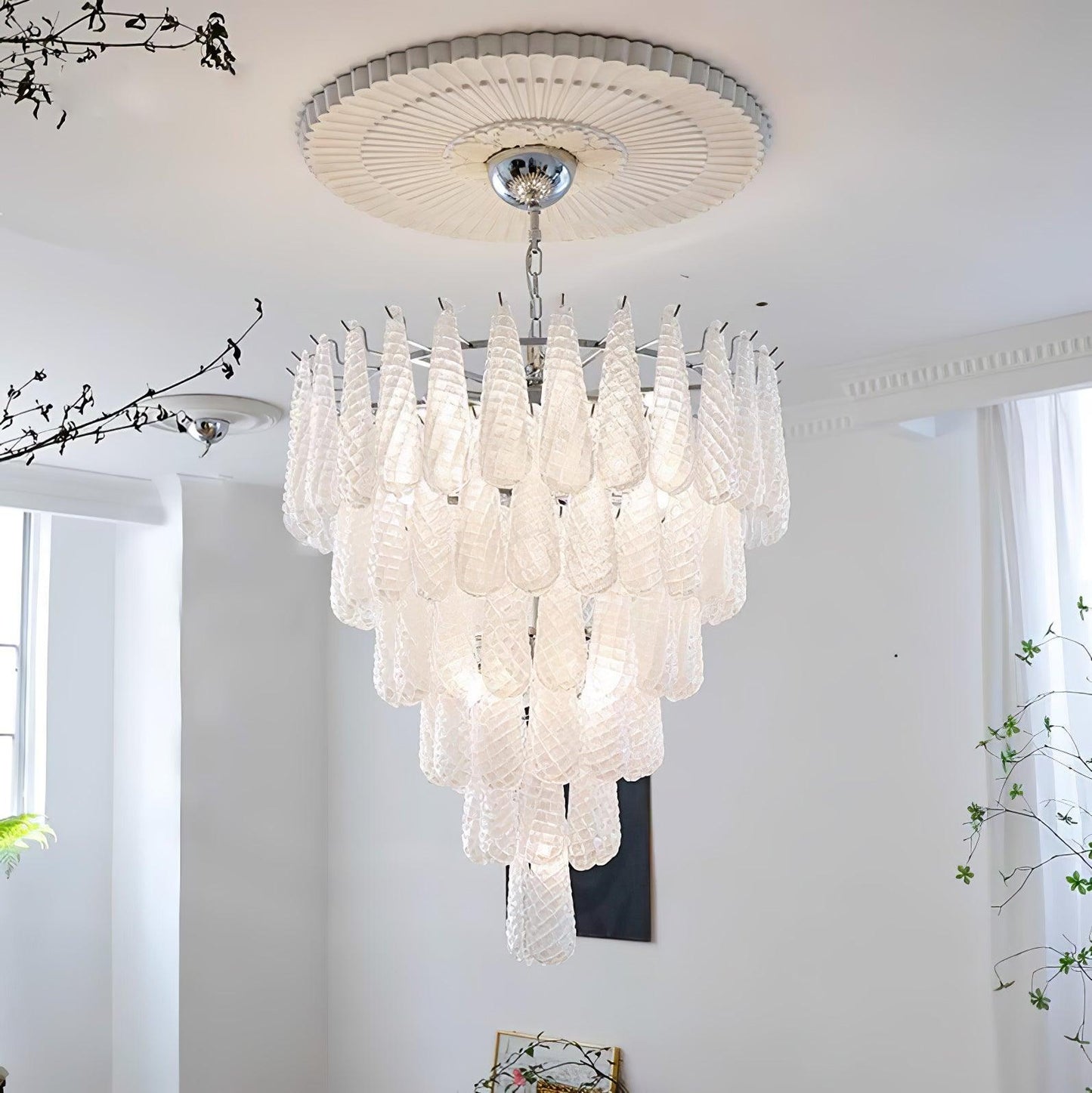 Grid Glass Waterfall Electrolier Chandelier