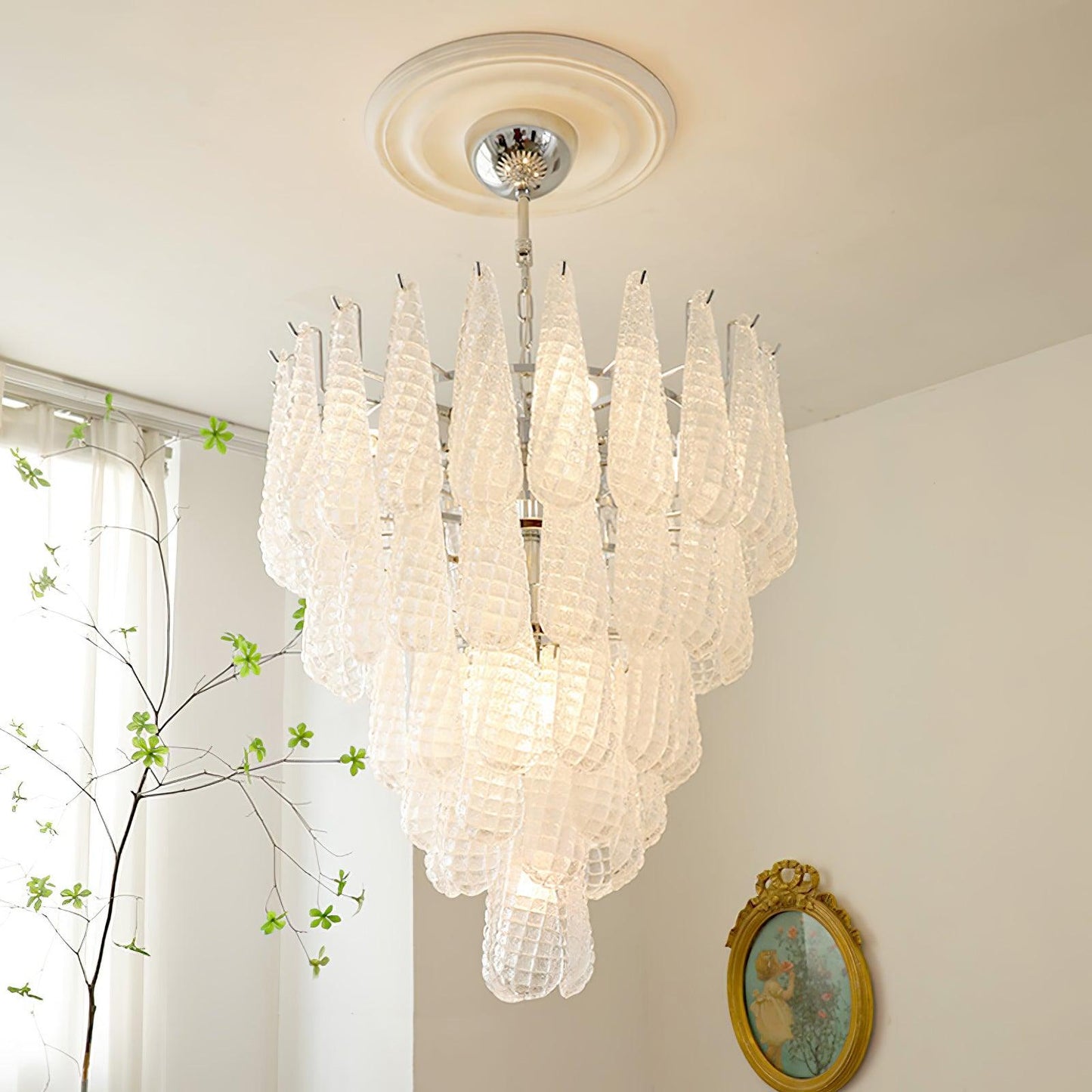 Grid Glass Waterfall Electrolier Chandelier