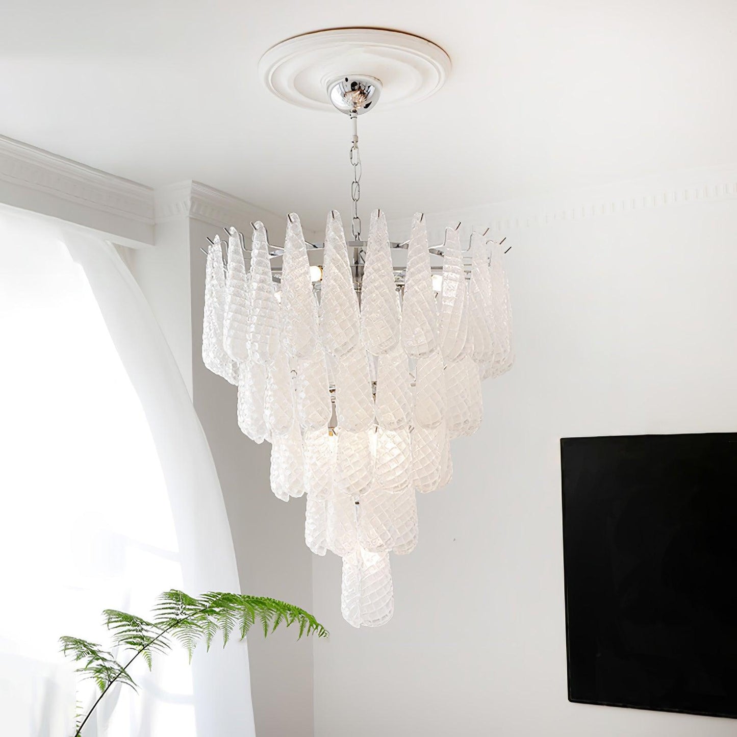 Grid Glass Waterfall Electrolier Chandelier