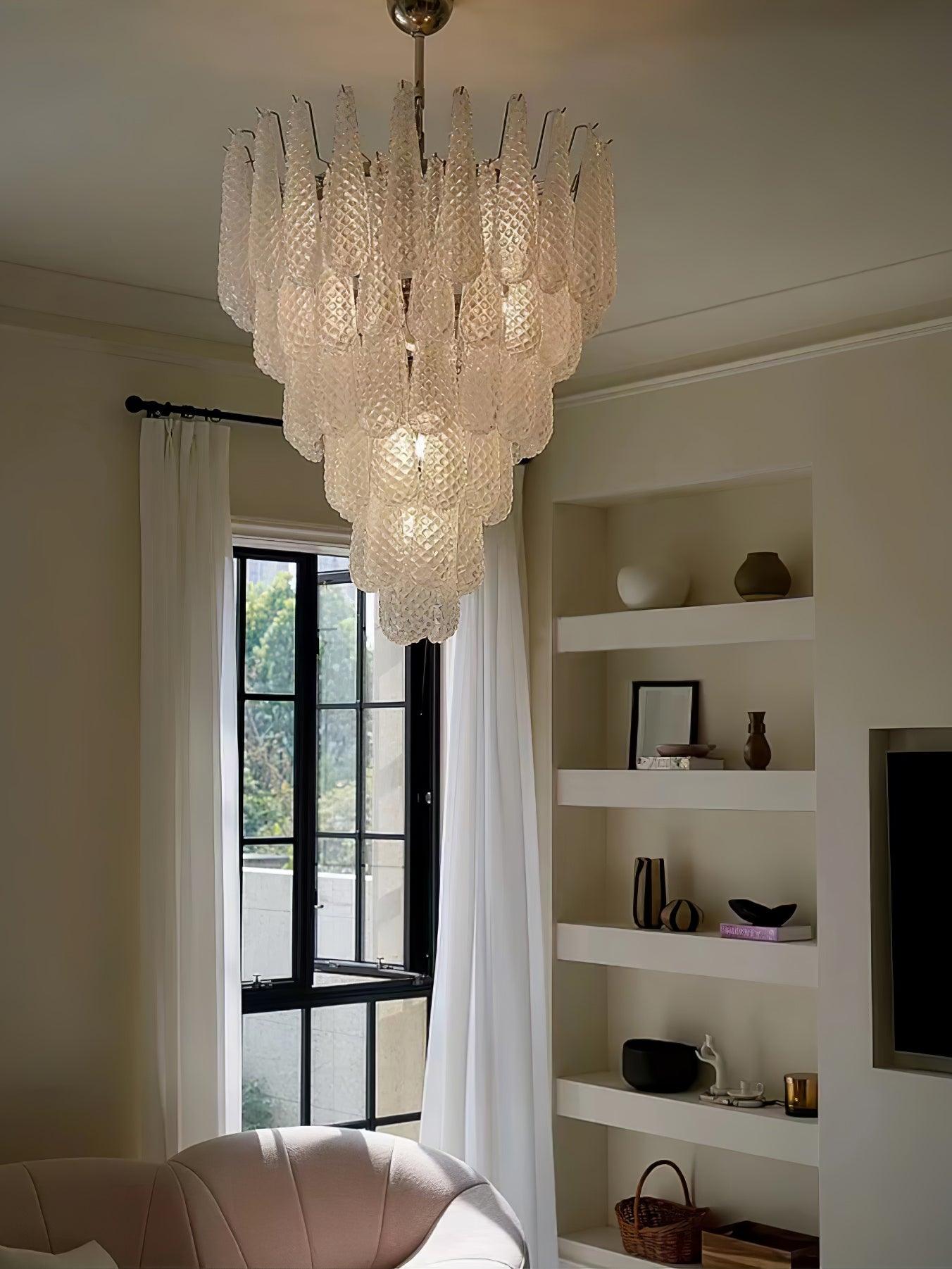 Grid Glass Waterfall Electrolier Chandelier