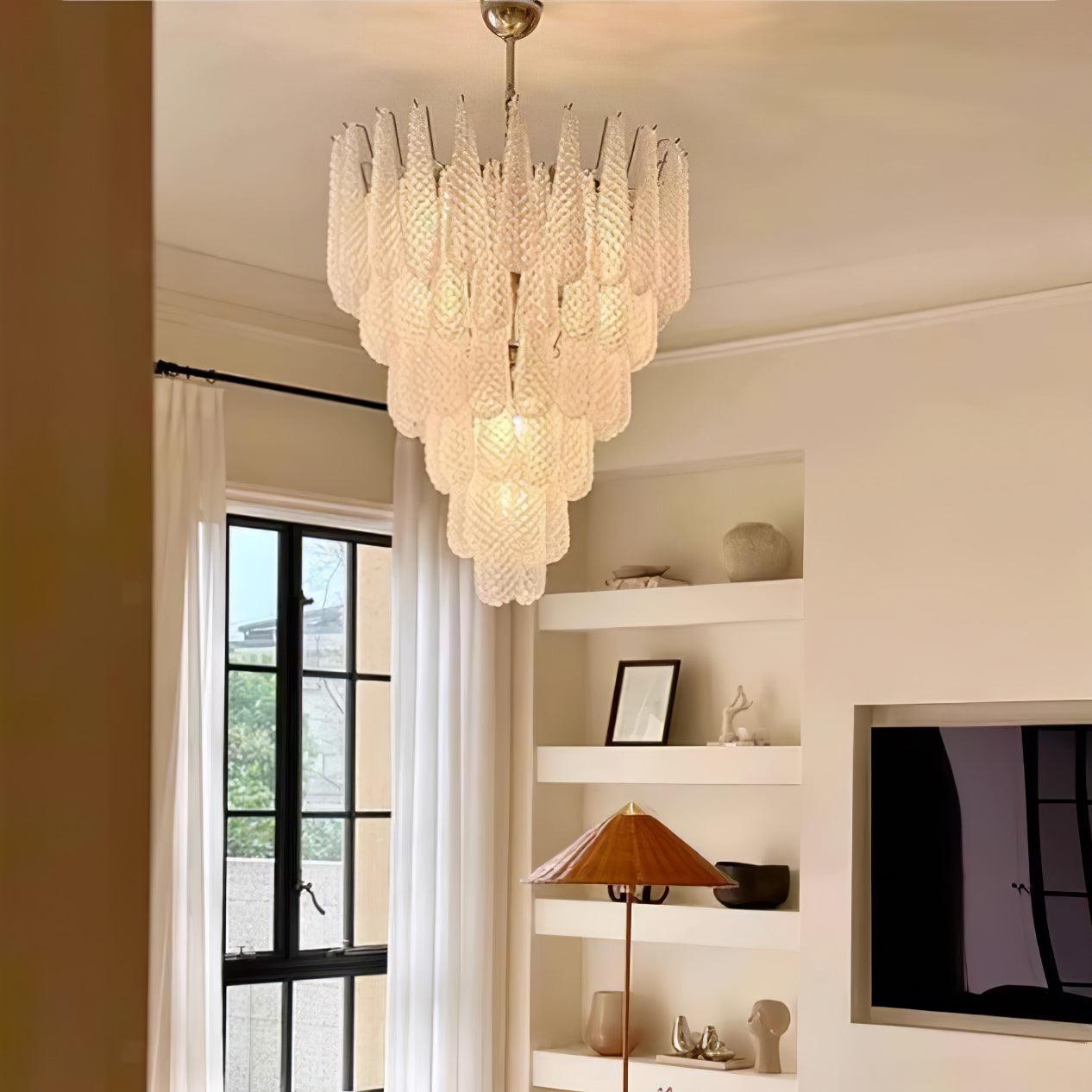 Grid Glass Waterfall Electrolier Chandelier