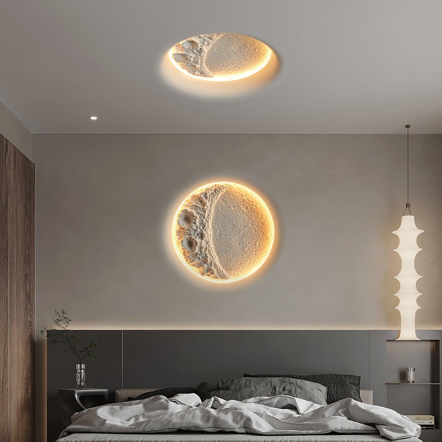 Gypsum Moon Bracket light Wall Lamp