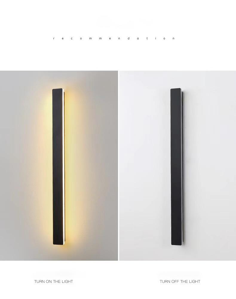 Waterproof Long Strip LED Wall Lamp Outdoor Wall Lights Black Porch Lights