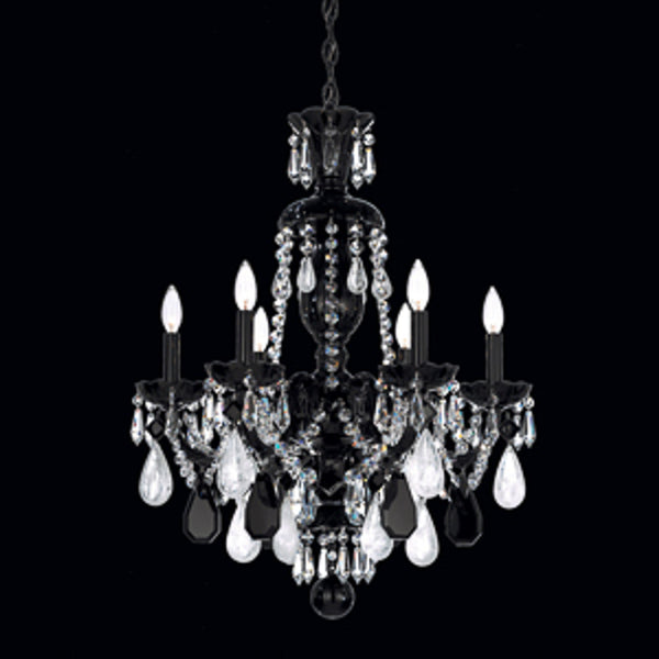 Crystal Chandelier, 6-Light, Jet Black, Jet Black Crystal, 22"W (5535BK M35NQ)