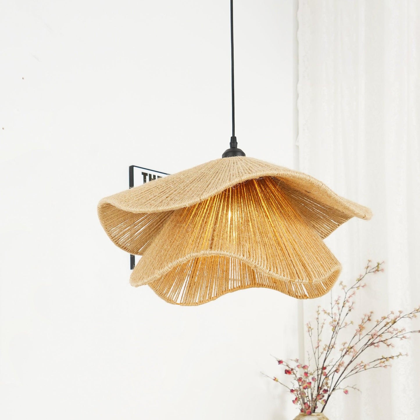 Handmade Straw Hat Hanging light Pendant Lamp