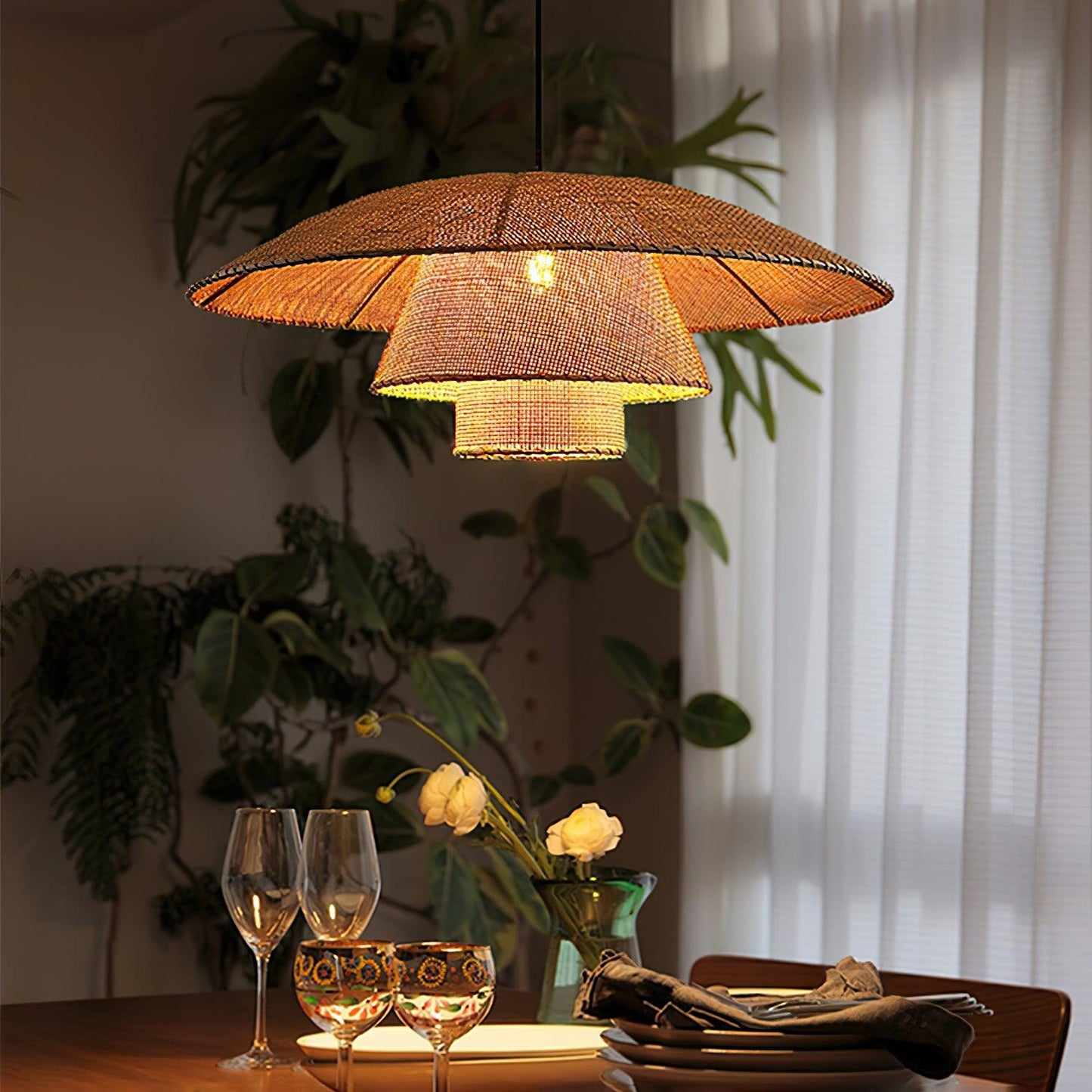 Hat Weave Rattan Drop light Pendant Lamp