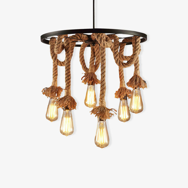 Hemp Rope Industrial Six Head Crown Chandelier