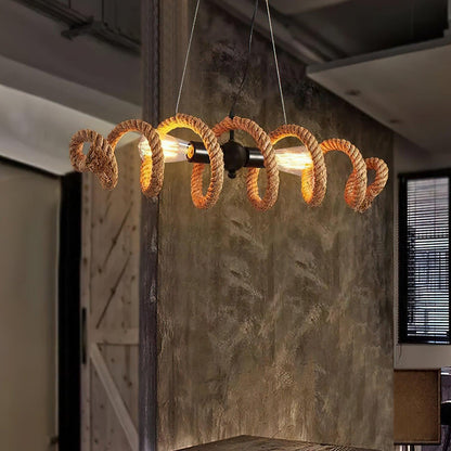 Hemp Rope Industrial Spiral Electrolier Chandelier