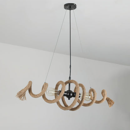 Hemp Rope Industrial Spiral Electrolier Chandelier