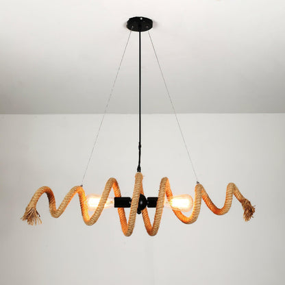 Hemp Rope Industrial Spiral Electrolier Chandelier