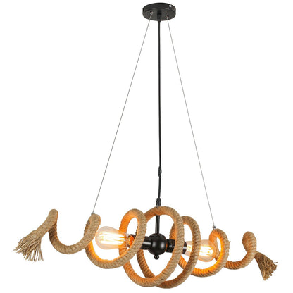 Hemp Rope Industrial Spiral Electrolier Chandelier