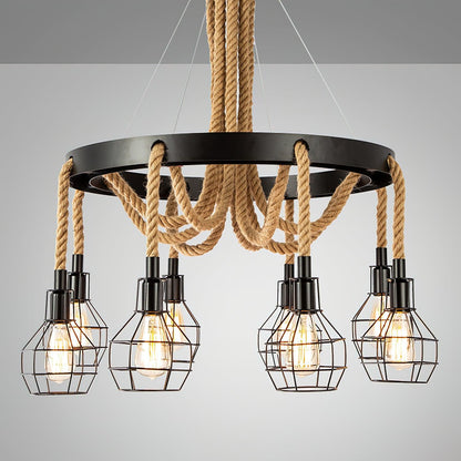 Hemp Rope Industrial Starfall Candelabrum Chandelier