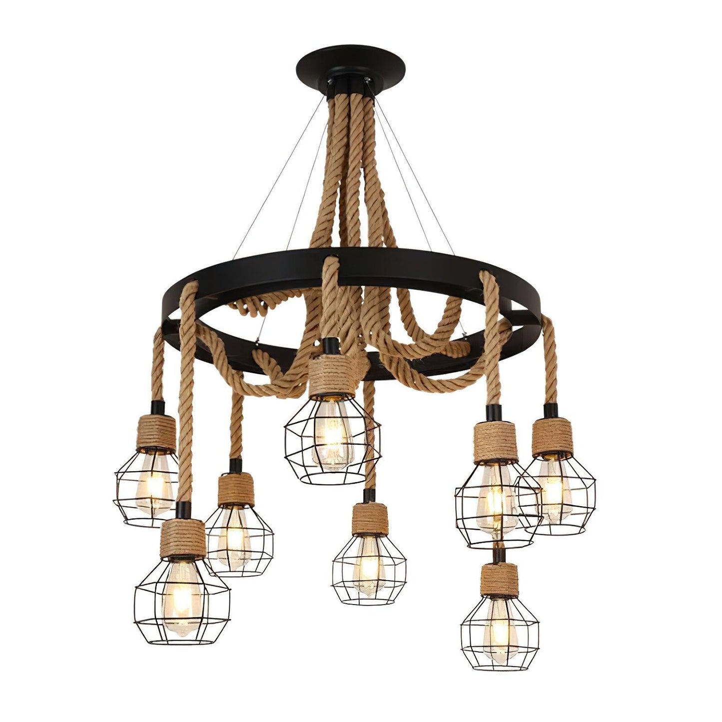 Hemp Rope Industrial Starfall Candelabrum Chandelier