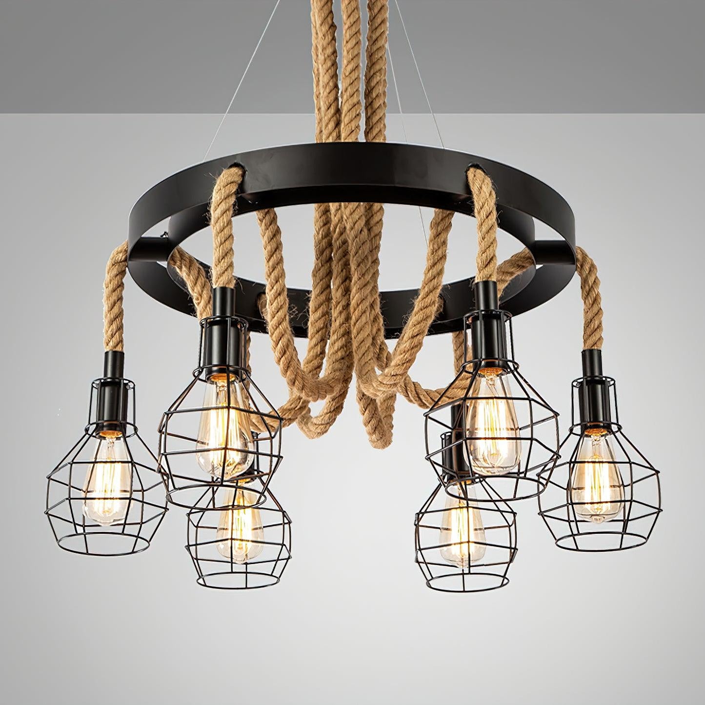 Hemp Rope Industrial Starfall Candelabrum Chandelier