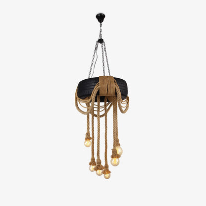 Hemp Rope Industrial Tire Candelabrum Chandelier