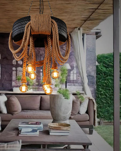 Hemp Rope Industrial Tire Candelabrum Chandelier