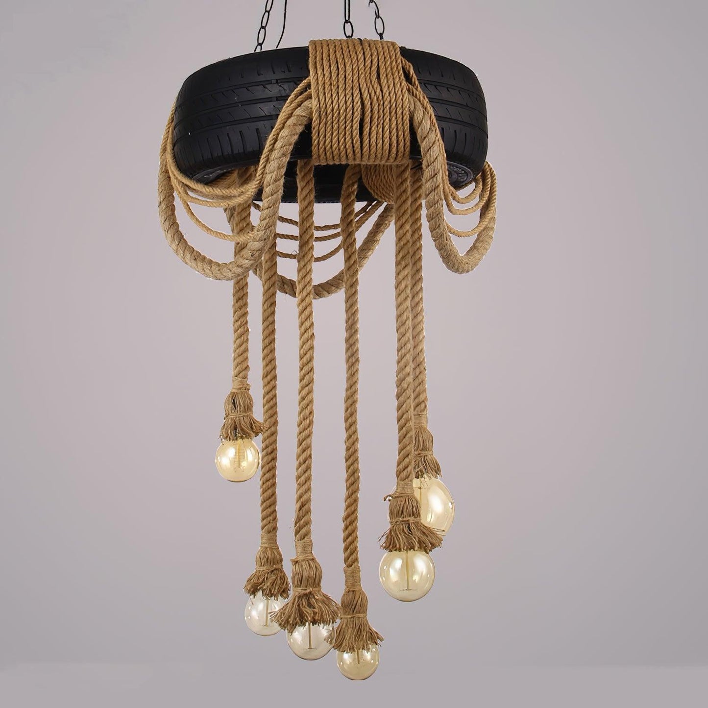 Hemp Rope Industrial Tire Candelabrum Chandelier