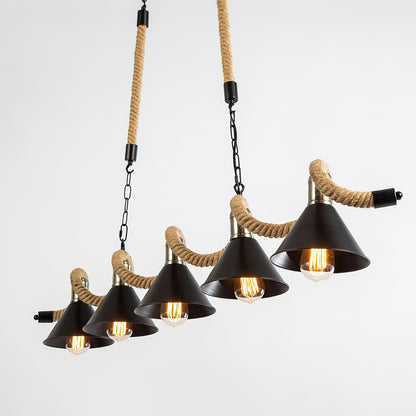 Hemp Rope Industrial Wave Gasolier Chandelier