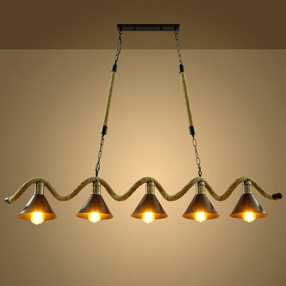 Hemp Rope Industrial Wave Gasolier Chandelier