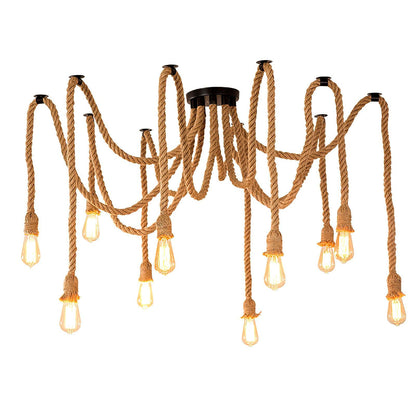 Hemp Rope Scattered Flower Ceiling fixture Chandelier