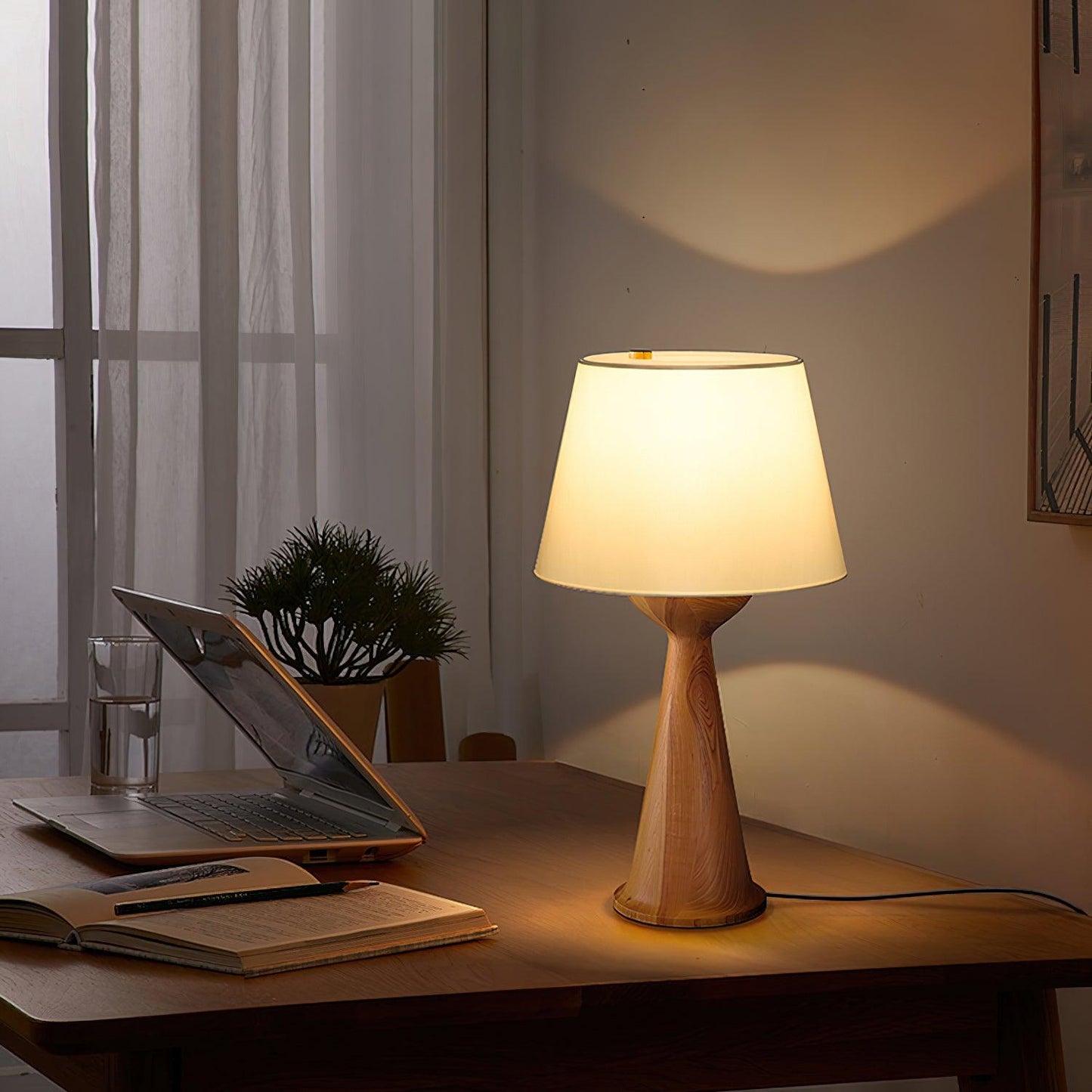 Hourglass Wood Task lamp Table Lamp