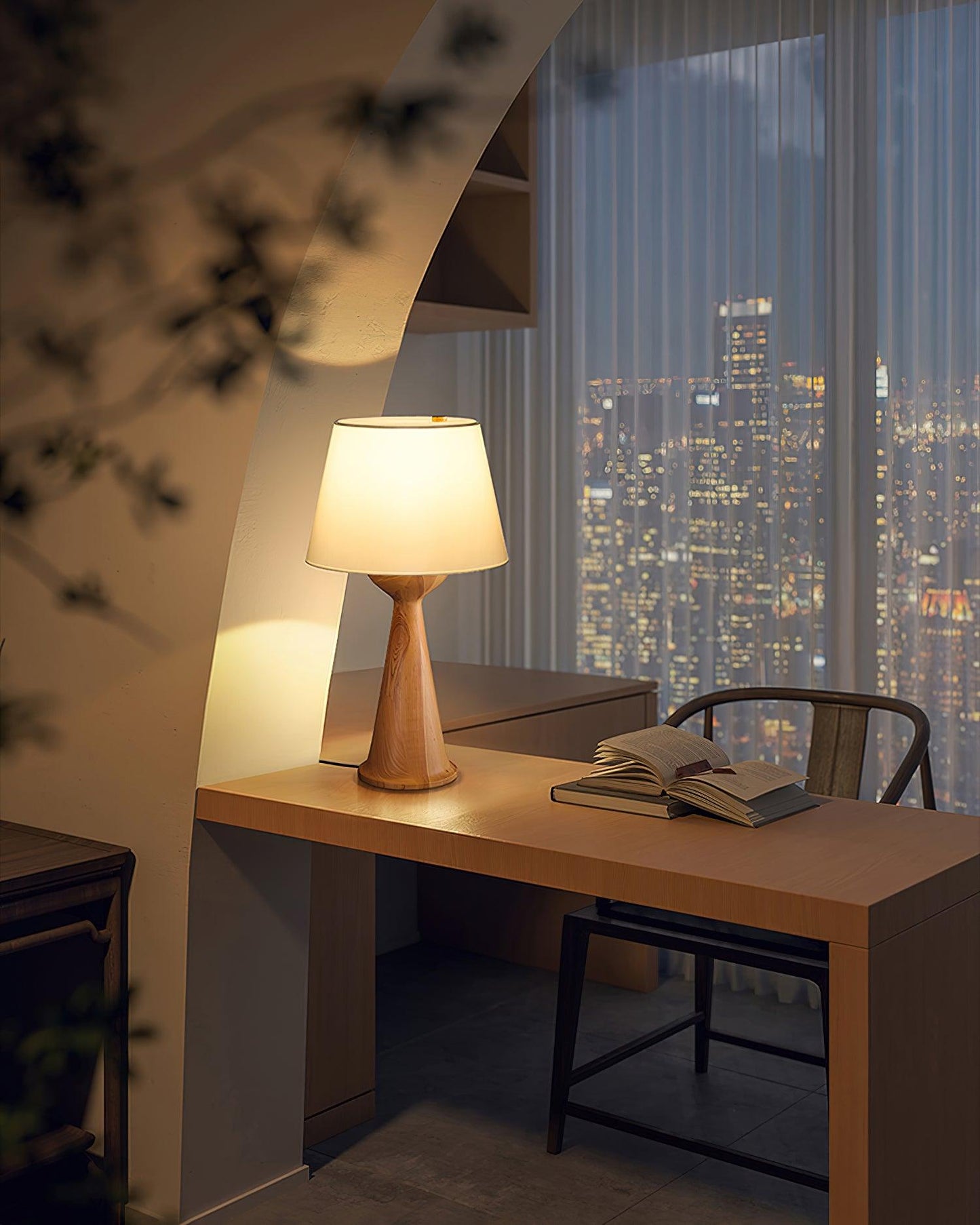 Hourglass Wood Task lamp Table Lamp