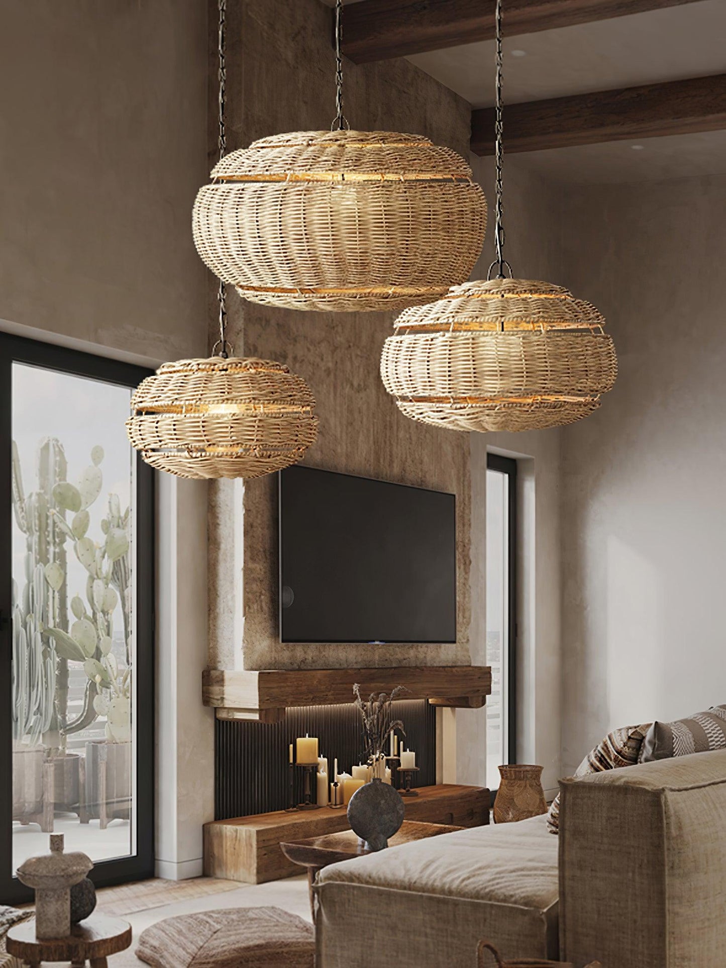 Hues Wicker Hanging light Pendant Lamp