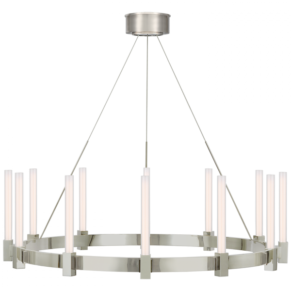 Large Chandelier, 1-Light, LED, Polished Nickel, 36"W (IKF 5360PN-WG CX4ZN)