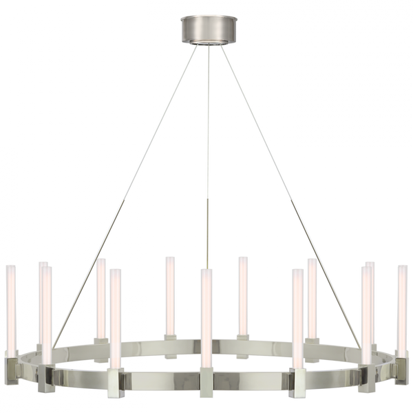 XL Chandelier, 1-Light, LED, Polished Nickel, 42"W (IKF 5362PN-WG CX5YZ)