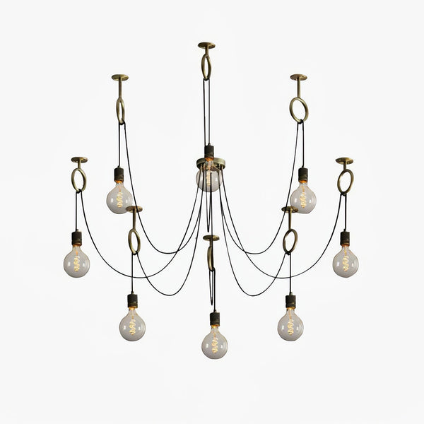 Industrial Spider Gasolier Chandelier