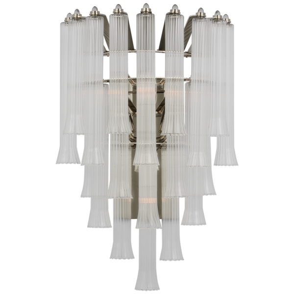 Large Waterfall Wall Sconce, 4-Light, Polished Nickel, 22"H (JN 2250PN-CG CX235)