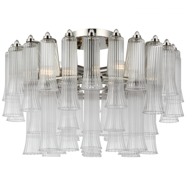 Semi-Flush Mount, 4-Light, Polished Nickel, 18"W (JN 4250PN-CG CX40T)