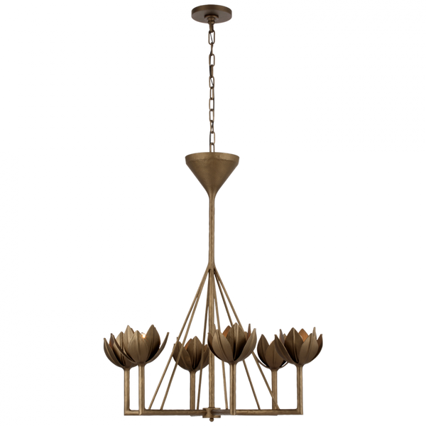 Small Single Tier Chandelier - Antique Bronze Leaf