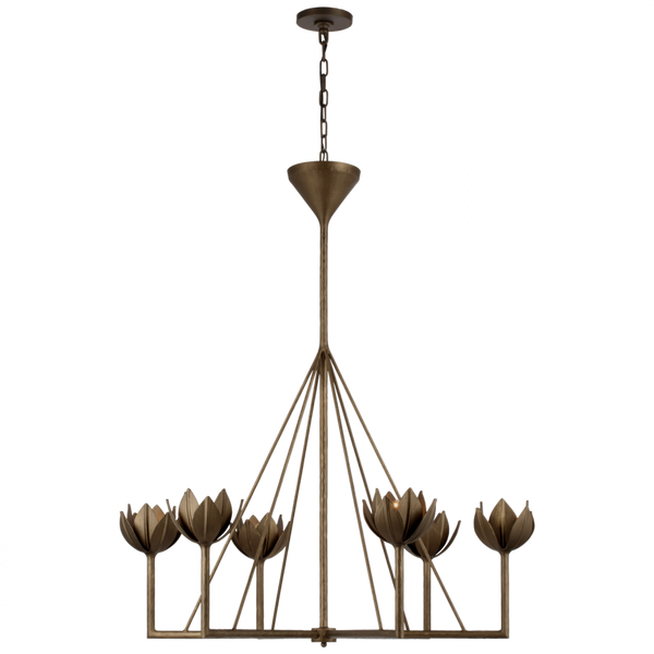 Large Single Tier Chandelier - Antique Bronze Leaf