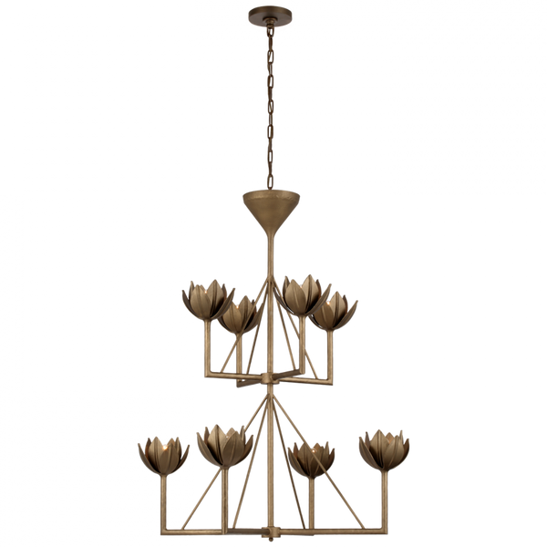 Medium Two Tier Chandelier - Antique Bronze Leaf