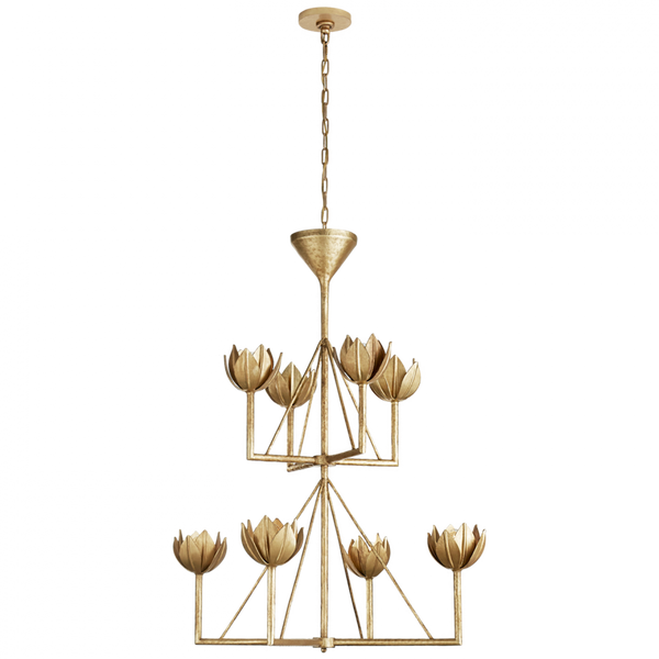 Chandelier, 8-Light, Antique Gold Leaf, 33.5"W (JN 5005AGL CLW5E)