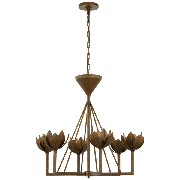 Small Low Ceiling Chandelier - Antique Bronze Leaf