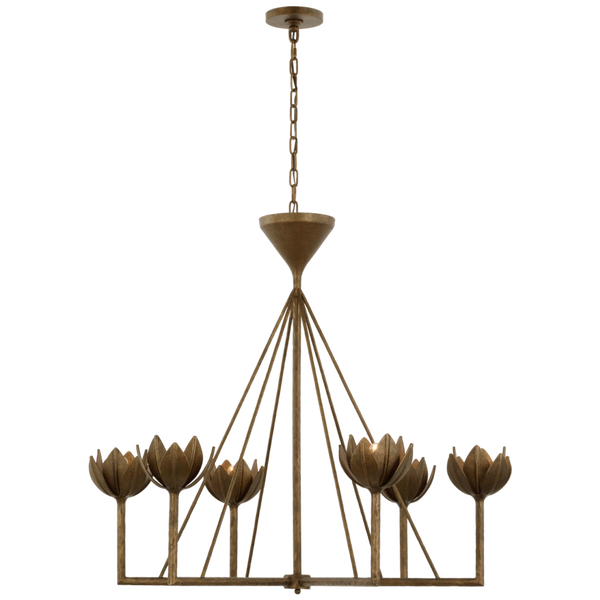 Large Low Ceiling Chandelier - Antique Bronze Leaf