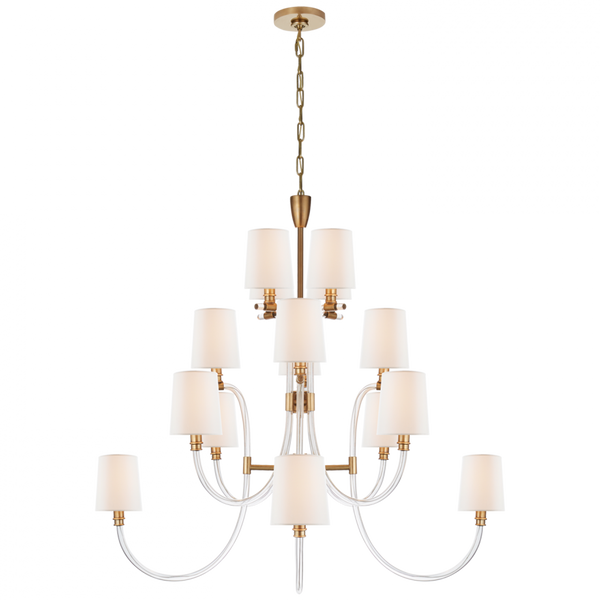 Chandelier, 16-Light, Clear Acrylic, Antique Brass, 44.25"W (JN 5030CG/AB-L CLV5G)