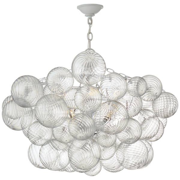 Chandelier, 8-Light, Plaster White, Clear Swirled Glass, 33"W (JN 5112PW/CG CTYJE)