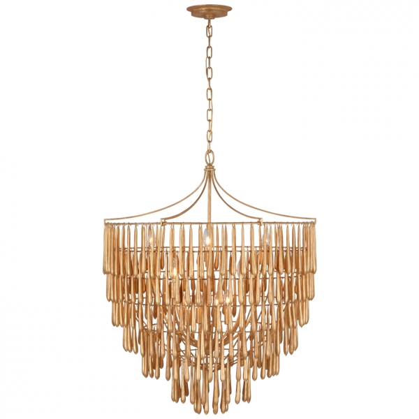 Large Chandelier, 12-Light, Antique Gold Leaf, 32.25"W (JN 5132AGL CU3DM)