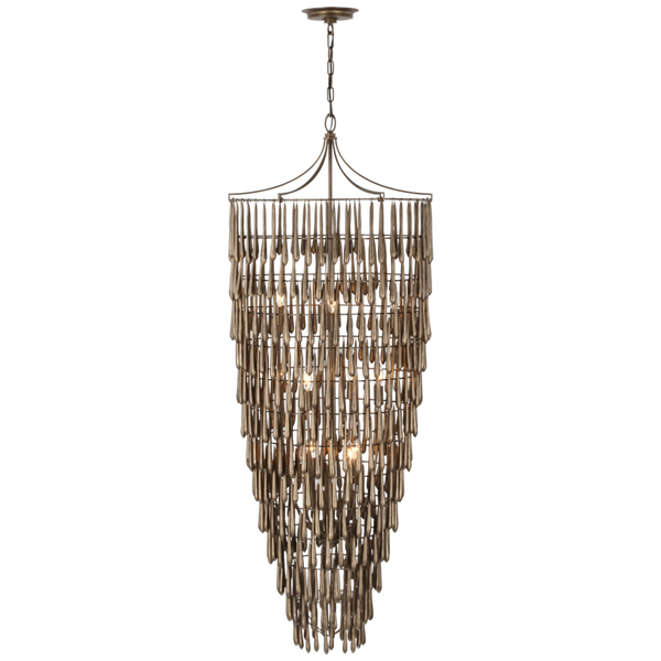 Tall Cascading Chandelier, 12-Light, Antique Bronze Leaf, 25"W (JN 5135ABL CU0GW)