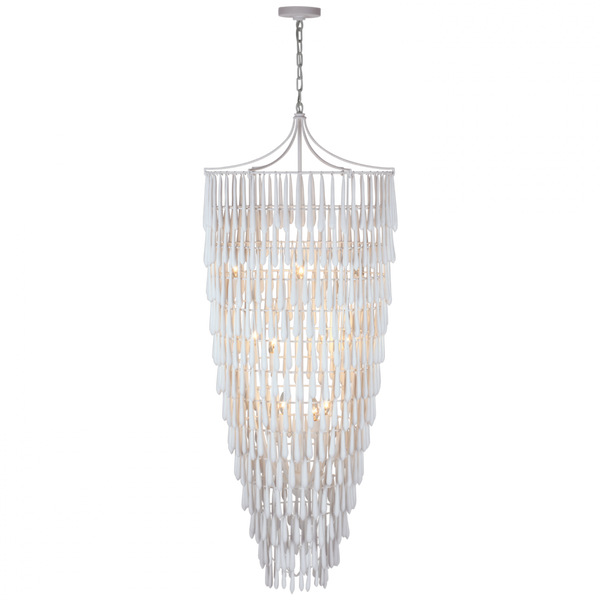 Tall Cascading Chandelier, 12-Light, Plaster White, 25"W (JN 5135PW CU3DN)