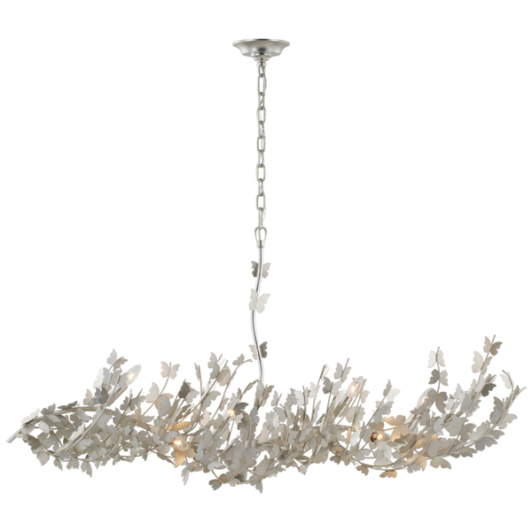 Large Linear Chandelier - Burnished Silver Leaf