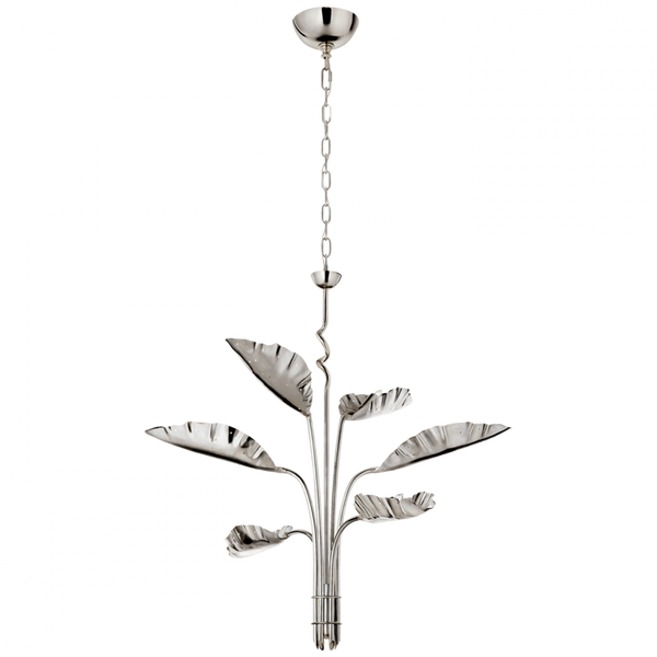 Pierced Leaf Chandelier, 6-Light, Polished Nickel, 41.75"W (JN 5517PN CPVV5)