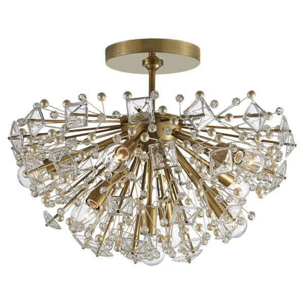 Semi-Flush, 9-Light, Soft Brass, 22.25"W (KS 4005SB-CG 2V2UF)