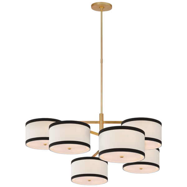 X-Large Offset Chandelier, 18-Light, LED, Gild, Linen Shade, 41.25"W (KS 5072G-L/BL D03T3)