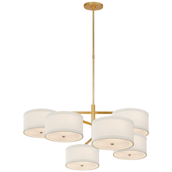 X-Large Offset Chandelier, 18-Light, LED, Gild, Linen Shade, 41.25"W (KS 5072G-L D03Q7)