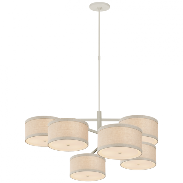 X-Large Offset Chandelier, 18-Light, LED, Light Cream, Natural Linen Shade, 41.25"W (KS 5072LC-NL D03Q8)