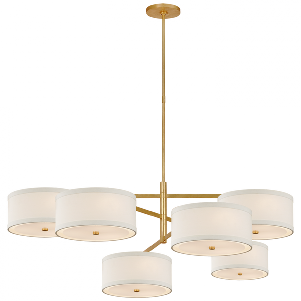 Offset Chandelier, 18-Light, LED, Gild, Linen Shade, 53"W (KS 5073G-L D03Q9)